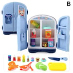 Kids Double Door Role Play Fridge Refrigerator Educational Toy B Blue