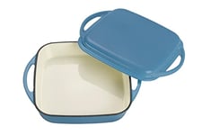 ECHTWERK Cocotte universelle et poêle 2 en 1, Plat à four en fonte avec couvercle, Casserole en fonte avec revêtement émaillé, Convient pour les fours, grills et BBQ, Bleu clair, 1,5 L, Ø 24,6 cm