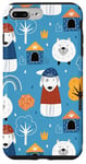 iPhone 7 Plus/8 Plus Cute Fun Playful Dogs Rainbows Pattern in Blue and Orange Case