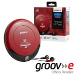 GROOV-E RETRO SERIES PERSONAL PORTABLE CD PLAYER WALKMAN - RED  - GVPS110/RD