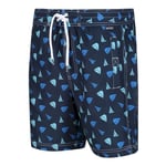 Regatta Short de Bain imprimé Hadden II avec Doublure intérieure en Maille légère et Poches Multiples Swimwear Homme, Navy Yacht, FR : L (Taille Fabricant : L)