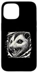 Coque pour iPhone 15 Graphique déchiré au visage possum | Amoureux des animaux féroces