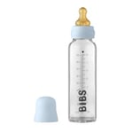 BIBS Baby Glass Bottle Complete Set Latex 225 ml, babyblue