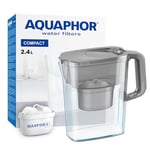 AQUAPHOR Water Filter Jug Compact with 1 X Maxfor+ Filter - 2.4L Capacity - Grey