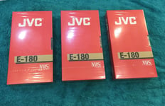 3x JVC E-180 Blank Video Cassette Tapes VHS Tapes New and Sealed