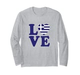 I Love Greece, Greek People/Tourist, Heart-Shaped Greek Flag Long Sleeve T-Shirt