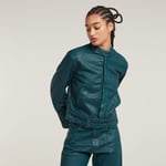 Short Moto Jacket - Green - Women