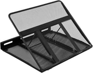 Amazon Basics Support d'ordinateur portable réglable ergonomique et ventilé jusqu'à 17.3 pouces, 33 x 28.7 x 18.5 cm, Noir