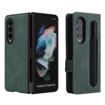 Case med fullständigt skydd i magnetiskt läder kompatibelt med Samsung Galaxy Z Fold 3 med kortplatsstativ. Green