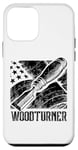 Coque pour iPhone 12 mini Tour de tournage à bois drapeau américain USA