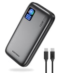 AsperX Batterie Externe de 24000mAh avec 3 Ports Puissance 145 W, Power Bank Charge Rapide, Écran Numérique, Compatible avec iPhone 15/14/13, Ordinateur Portable, MacBook, Dell, AirPods et plus, Grise