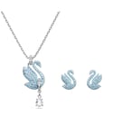 Swarovski 'Iconic Swan' WoMens Base Metal Set: Necklace + Earrings - Silver 5660597 Metal (archived) - One Size