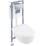 Pack WC suspendu sans bride VILLEROY ET BOCH Avento + Bâti support ViConnect Pro + abattant + plaque chromée mat