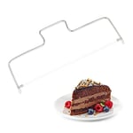 Relaxdays Lyre à gâteau en acier inoxydable, 2 fils, réglable en hauteur, convient pour le lave-vaisselle, 34 cm, argent