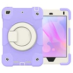 Case for iPad 7.9 Inch Compatible with iPad Mini 5/4 Generation Heavy Duty Shockproof Protective Case with 360° Rotating Stand and Shoulder Strap, Light Purple