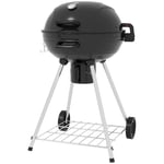 Kolgrill, Bbq Campinggrill Med Grillgaller, Hjul, Hylla, Askfångare, Integrerad Termometer, Metall