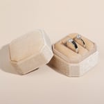 Octagonal Corduroy Ring Box H?llare Smycken Organizer Smycken St Beige Par ringbox