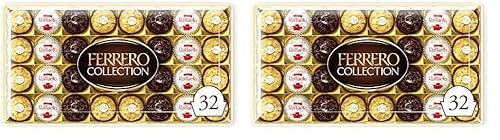 Ferrero Collection Pralines, Christmas, Chocolate Gift, Gifts for Women and Men, Assorted Rocher, Coconut Raffaello and Dark Chocolate Rondnoir, Box of 32 (359g) (Pack of 2)