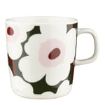 Marimekko - Unikko mugg 40 cl vit/mörkgrön/rosa