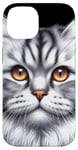 Coque pour iPhone 14 Chat tigré argenté x Chat mignon x Chat gris