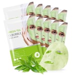 10 Pack Green Tea O2 Bubble Face Masks Sheet Foaming Face Mask Purifying Facial Mask for Acne and Pores for Deep Cleansing and Rejuvenating Facial Treatment Mask Beauty Skincare