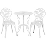 Yaheetech Ensemble de Table et Chaise Salon de Jardin Balcon Kit de Bistro 2 Chaise 1 Table en Alliage Aluminium Blanc