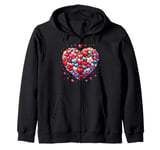 Cute Heart with Flowers and Hearts for Valentine's Day Zip Hoodie