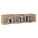 Etagère murale nello, meuble de rangement pour cd et dvd ou décoration avec 3 compartiments ouverts, en mélaminé décor chêne sonoma - Chêne Sonoma