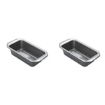 Circulon Momentum 9 Inch Loaf Tin - Non Stick Loaf Tins for Baking 23cm x 13cm, Dishwasher Safe Carbon Steel Bakeware, Grey (Pack of 2)