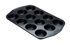 Circulon Ultimum Muffin Trays for Baking 12 Cup - Non Stick Muffin Tin, Freezer & Dishwasher Safe Carbon Steel Bakeware, Black