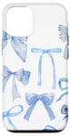 iPhone 15 Pro Cute Blue Bows Trendy Bows Pattern Aesthetic Blue Ribbon Case