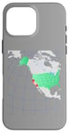 Coque pour iPhone 16 Pro Max Carte des États-Unis et de l'Amérique du Nord. Rouge surligné Californie