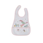 BEBE DOUCEUR, Bavoir Scratch Plastique avec Poche Récupérateur 45 x 28 cm Oiseau Fantasy Garden