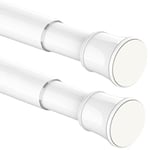 Tringle à Rideau de Douche Sans Perçage, Tringle à Rideau Extensible, Tringle de Tension Pour Pideau de Douche, Poteau de Rideau Télescopique, 50-80CM (2 Pièces),Blanc