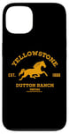 Coque pour iPhone 13 Yellowstone Dutton Ranch Est. 1886 Running Horse Brown Logo