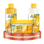 Garnier Fructis Lot de 3 kits de soins capillaires riches en profondeur et complexe de vitamines et de lipides, shampoing alimentaire Banana Hair Food (400 ml), après-shampoing (400 ml),