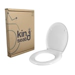 King Seat Abattant de WC universel, forme ovale, urée thermodurcissable, antibactérien, facile à installer, déverrouillage rapide, fermeture ralentie, blanc