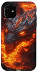 Coque pour iPhone 11 Dragon de feu en fusion sortant des profondeurs de lave ardente