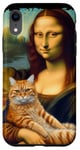 Coque pour iPhone XR Mona Lisa tenant un chat Portrait d'art Peinture Kitty Cat