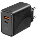 30W 2-ports snabb AC-laddare för iPhone 16 Pro Max - iPhone 16 Pro - iPhone 16 - iPhone 16 Plus - Svart