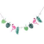 Trooppiset juhlabannerit Beach Hawaiian Jungle Flamingo Garland Lippu-vihreä