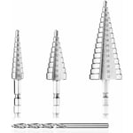 Lucky-88 - Foret Etagé, Foret Fraise Metal hss 4PCS 4-12/20/32mm Meche Etage Perceuse Acier Fraise Forage Conique Triangle