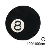 S-JIANG Simulation Biljard 8 Ball Matta Rund Tufting Mjuka stolar blackC 100*100cm