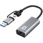 LevelOne Adaptateur réseau USB-0423 2,5 Gigabit Ethernet 2 en 1 USB-C/A