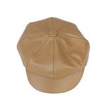 ZYM Newsboy Hat Faux Leather Women Gatsby Cap Red Elegant Male Spring Classic Vintage Painters Flat Caps And Hats-Khaki