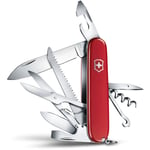 Victorinox - Couteau suisse Huntsman, comprenant des ciseaux et une scie à bois, 15 fonctions, pour le camping, couleur rouge.