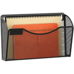 EasyPAG 1 Pochette Paysage Métal Porte Revue Mural Porte Document Suspendu A4 Organisateur de Bureau à Suspendre Banette de Rangement Corbeille a Courrier Murale avec Plaque d'étiquettes,Noir