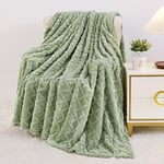 Aganear Couverture Polaire – Couverture en Flanelle Confortable, Douce et légère – Cadeau décoratif Chaud pour Toutes Saisons – Jeté Portable pour canapé, lit, Voiture (127 x 152,4 cm, Vert Sauge)