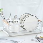 White Dish Drainer Rack Tray Cutlery Plate Cup Holder Sink Washing Up Bowl Stand