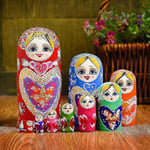 10 lager / set Matryoshka trä ryska nesting docka skrivbord dekor barn julklappar